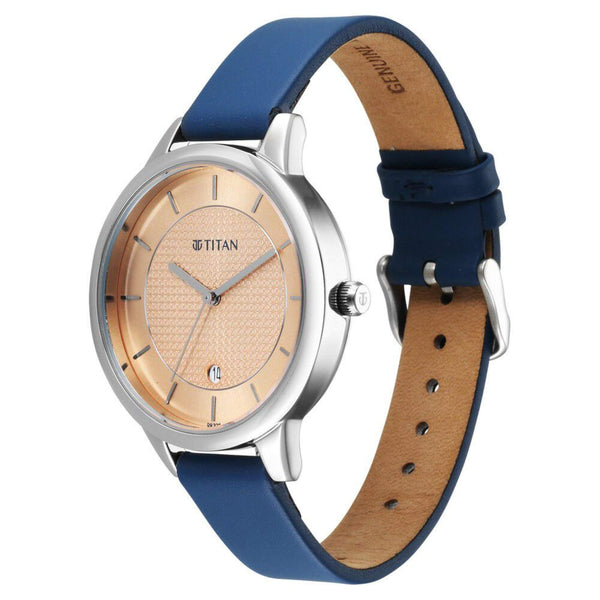 Titan Neo Workwear Quartz Analog Peach Dial Leather Strap Watch For Women - Image 3