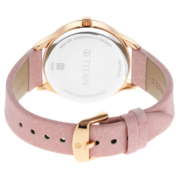 Titan Pastel Dreams Pink Mother of Pearl Dial Analog Leather Strap Watch for Women - Image 4