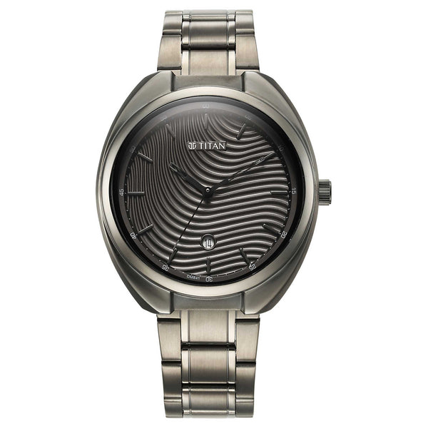 Titan Quartz Analog Anthracite Dial Stainless Steel Strap Watch for Men - Image 2