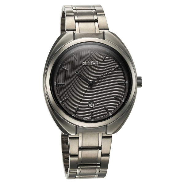 Titan Quartz Analog Anthracite Dial Stainless Steel Strap Watch for Men - Image 3