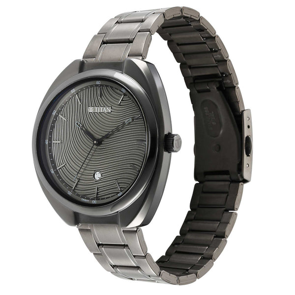 Titan Quartz Analog Anthracite Dial Stainless Steel Strap Watch for Men - Image 4