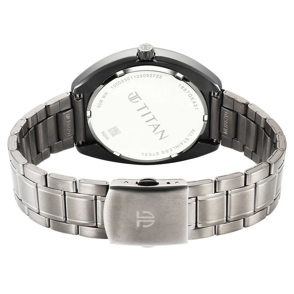Titan Quartz Analog Anthracite Dial Stainless Steel Strap Watch for Men - Image 6