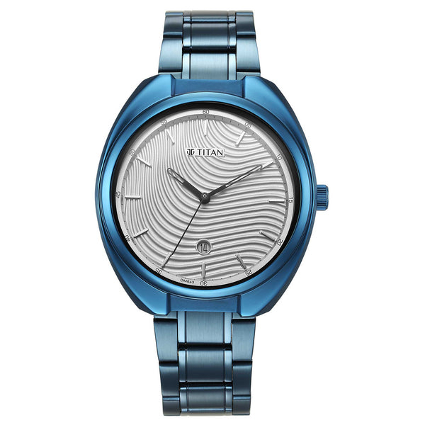 Titan Quartz Analog Silver White Dial Stainless Steel Strap Watch for Men - Image 2