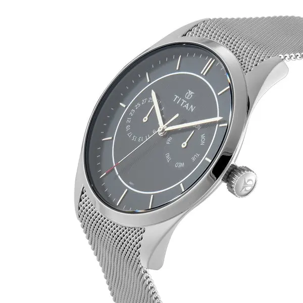 Titan Quartz Multifunction Blue Dial Stainless Steel Strap Watch for Men - Image 2