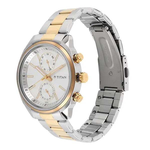 Titan Quartz Multifunction Silver Dial Stainless Steel Strap Watch for Men - Image 2
