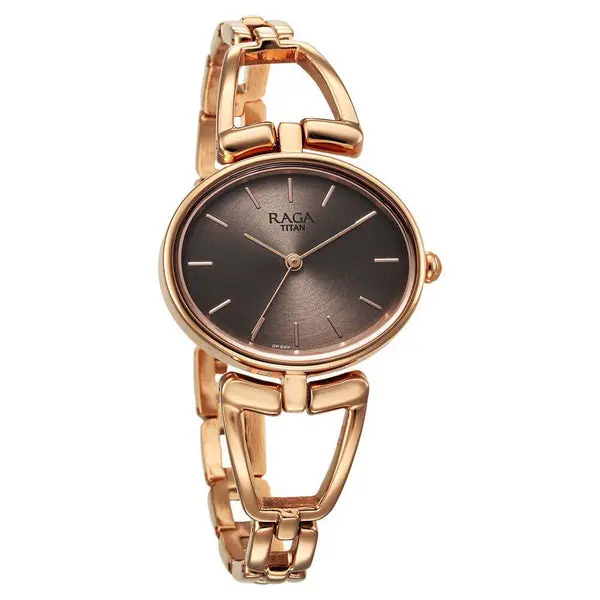 Titan Raga Ascend Quartz Alog Brown Dial With Rose Gold Color Metal Strap Watch For Women - Image 2