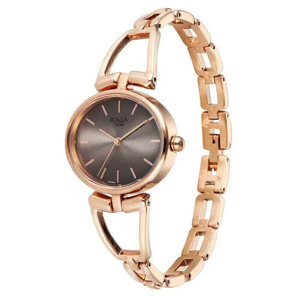 Titan Raga Ascend Quartz Alog Brown Dial With Rose Gold Color Metal Strap Watch For Women - Image 3