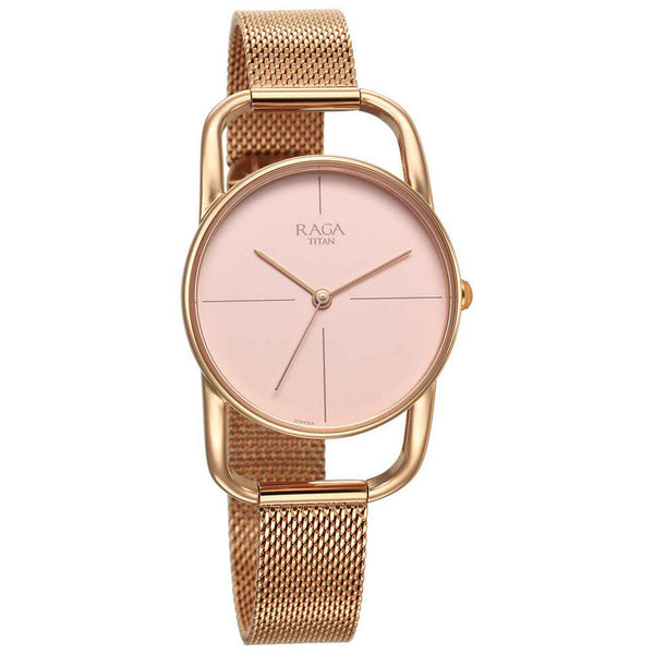 Titan Raga Chic Quartz Analog Pink Dial Metal Strap Watch for Women - Image 2