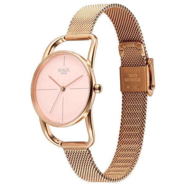Titan Raga Chic Quartz Analog Pink Dial Metal Strap Watch for Women - Image 3
