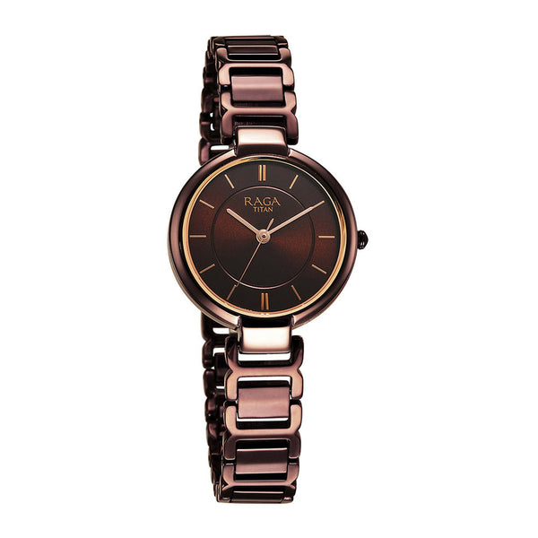 Titan Raga Delight Brown Dial Analog Metal Strap watch for Women ...