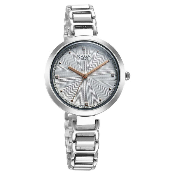 Titan Raga Memoirs Quartz Analog Silver Dial With Silver Color Metal Strap Watch For Women - Image 2