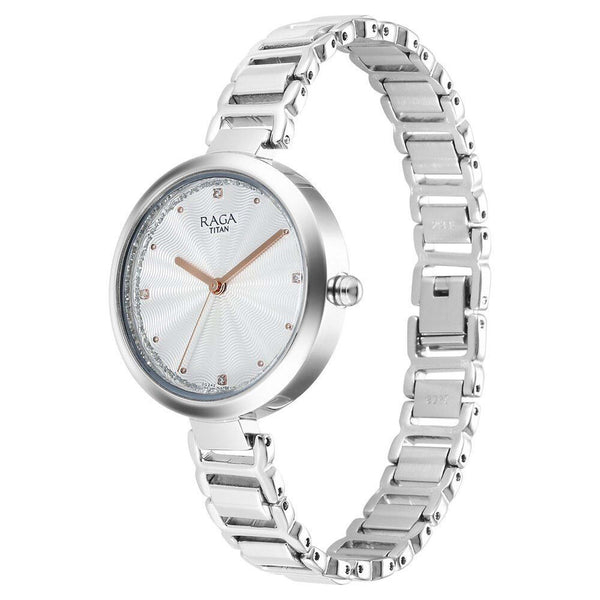 Titan Raga Memoirs Quartz Analog Silver Dial With Silver Color Metal Strap Watch For Women - Image 3