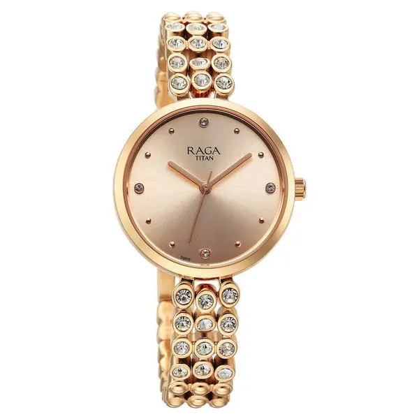 Titan Raga Showstopper Quartz Alog Rose Gold Dial Metal Strap Watch for Women - Image 2