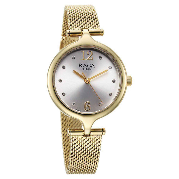 Titan Raga Showstopper Quartz Alog Silver Dial Metal Strap Watch for Women - Image 2