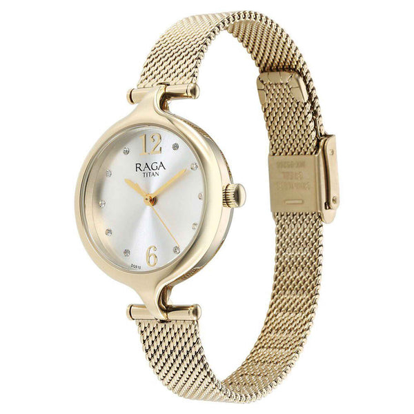 Titan Raga Showstopper Quartz Alog Silver Dial Metal Strap Watch for Women - Image 3