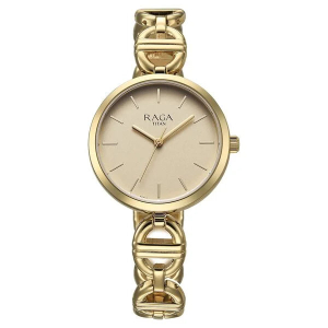 Titan Raga Showstopper Quartz Analog Champagne Dial Metal Strap Watch For Women