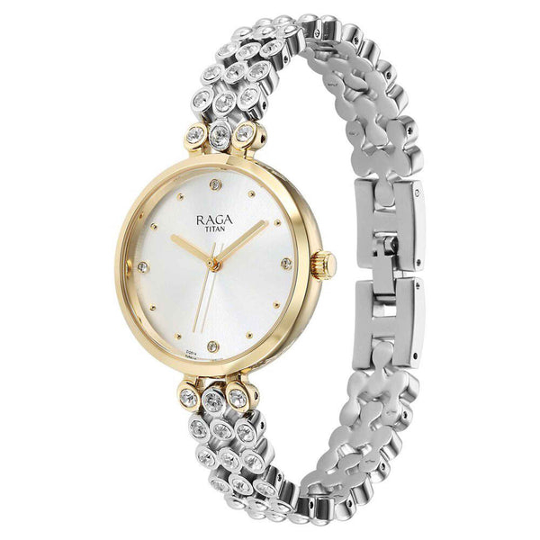 Titan Raga Showstopper Quartz Analog Silver Dial Metal Strap Watch for Women 95262BM01 - Image 3
