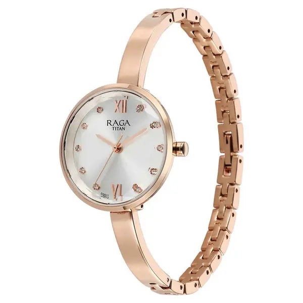 Titan Raga Showstopper Quartz Analog Silver Dial Metal Strap Watch for Women 95271WM02 - Image 3
