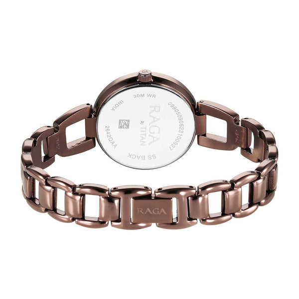 Titan Raga Viva Quartz Analog with Date Rose Gold Dial Brown Metal Strap Watch for Women - Image 6