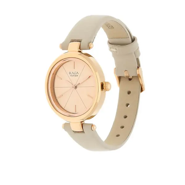 Titan Raga Viva Rose Gold Dial Women Watch With Leather Strap - Image 2