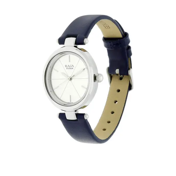 Titan Raga Viva Silver Dial Analog Leather Strap watch for Women - Image 2
