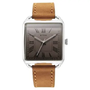 Titan Retro Revive Quartz Analog Brown Dial Leather Strap for Men