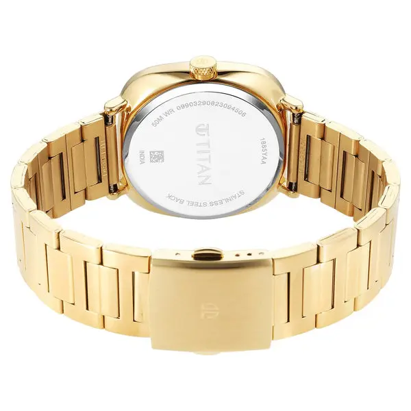 Titan Shaped Case Light Champ Dial Metal Strap Watch - Image 5