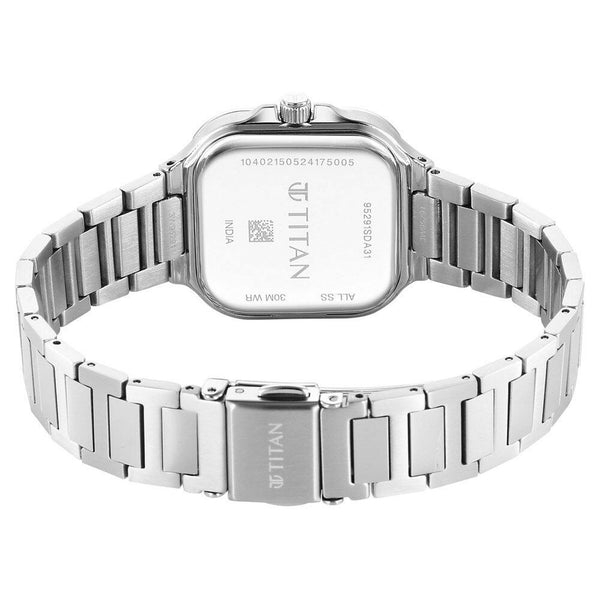 Titan Slim Square Quartz Alog with Date Blue Dial With Silver Color Stainless Steel Strap Watch For Women - Image 5