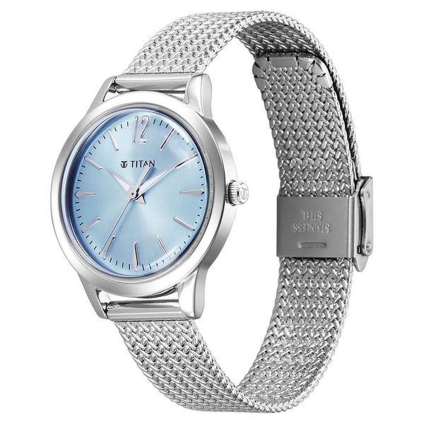 Titan Titan Timeless Urban Quartz Analog Blue Dial Metal Strap Watch For Women - Image 3