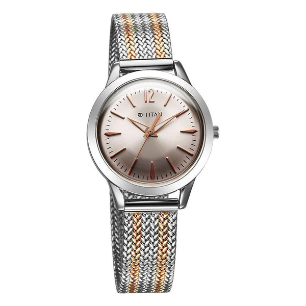 Titan Titan Timeless Urban Quartz Analog Pink Dial Metal Strap Watch For Women - Image 2