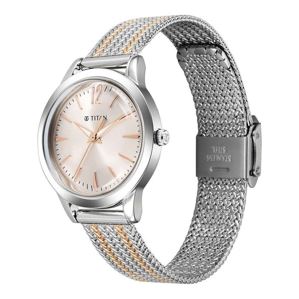 Titan Titan Timeless Urban Quartz Analog Pink Dial Metal Strap Watch For Women - Image 3