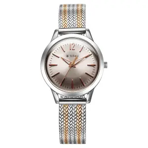 Titan Titan Timeless Urban Quartz Analog Pink Dial Metal Strap Watch For Women