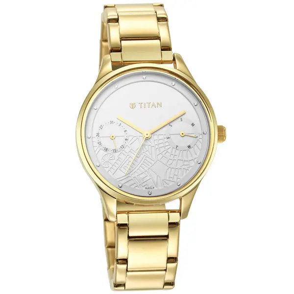 Titan Wander White Dial Women Watch With Stainless Steel Strap - Image 2