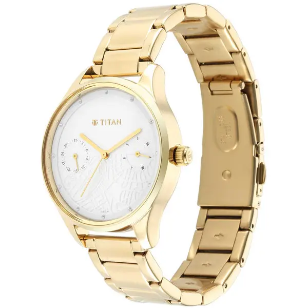 Titan Wander White Dial Women Watch With Stainless Steel Strap - Image 3