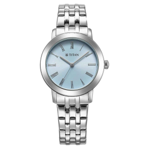 Titan Workmode Quartz Analog Blue Dial Stainless Steel Strap Watch For Women