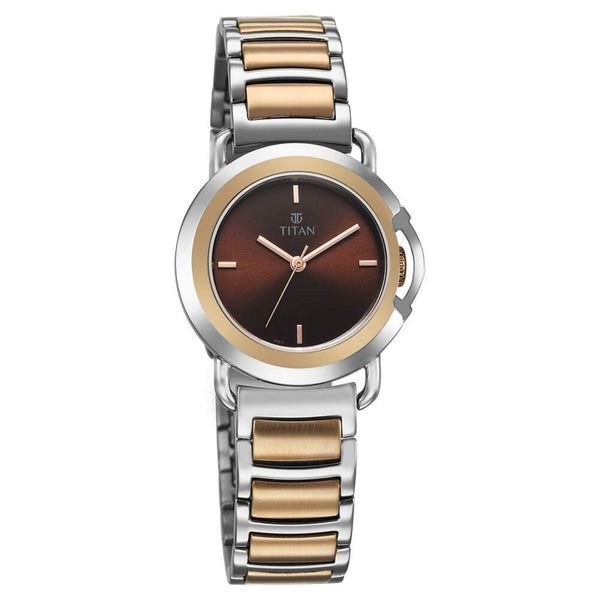 Titan Workmode Quartz Analog Brown Dial Stainless Steel Strap Watch For Women - Image 2
