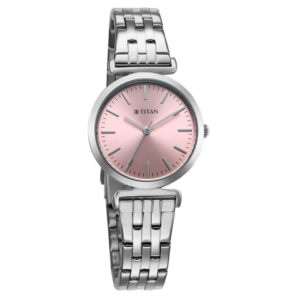 Titan Workmode Quartz Analog Pink Dial Stainless Steel Strap Watch For Women - Image 2