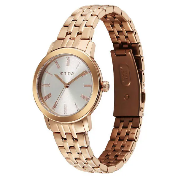 Titan Workmode Quartz Analog Silver sunray dial Dial Stainless Steel Strap Watch For Women - Image 3