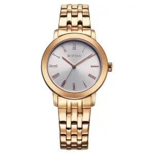 Titan Workmode Quartz Analog Silver sunray dial Dial Stainless Steel Strap Watch For Women