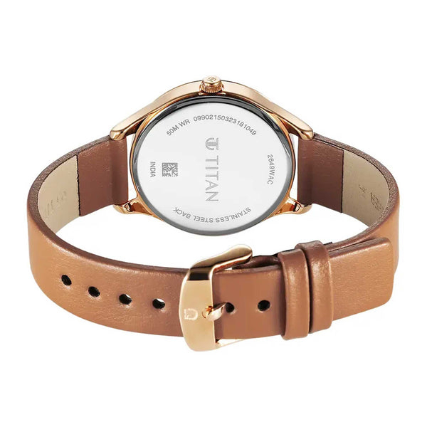 Titan Workwear White Dial Leather Strap Watch for Women - Image 5