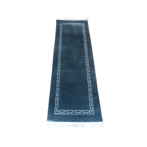 Traditional Nepalese Grey Blue Rug - 60 Knots Quality, 61cm x 182cm