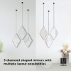 Trivera Diamond Real Mirror Set and Metal hanging Chain l Beautiful Wall Decor l Home and Office Decor l 3Pc Set (Not a Sticker)
