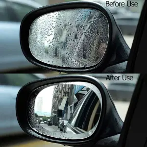 TRIXES Rear View Mirror Protective Film Car Stickers - Anti Fog - Anti Glare - Waterproof - Rain Proof - Universal for Car Van SUV Truck - Pack of 2 Mirror Stickers
