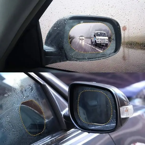 TRIXES Rear View Mirror Protective Film Car Stickers - Anti Fog - Anti Glare - Waterproof - Rain Proof - Universal for Car Van SUV Truck - Pack of 4 Mirror Stickers - Image 2