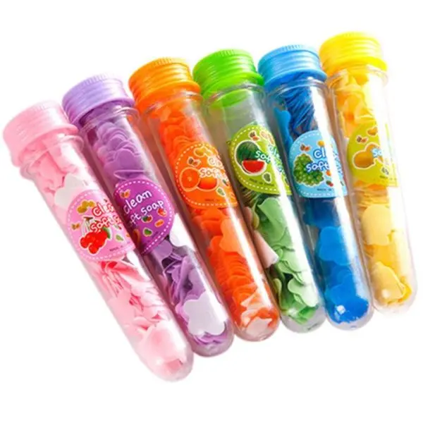 Tube Shape Bottle Paper Soap Clean Soft Bath For Travel Assorted Soft Paper Soap Flower Design (1 Bottle) - Image 3