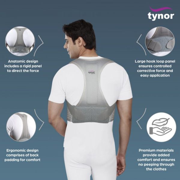 Tynor Posture Corrector For Women & Men - Adjustable Back Straightener For Upper Back Pain Relief - Image 2