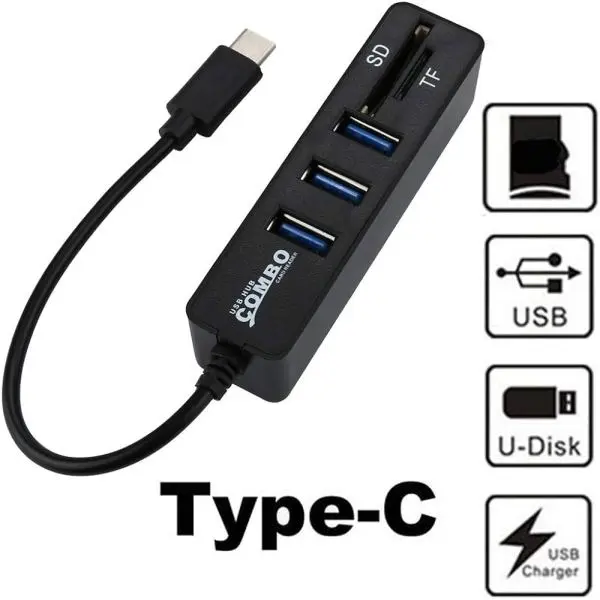 Type C HUB Card Reader 2 in 1 Type-C OTG USB 2.0 Hub Splitter Combo 3-Ports SD/TF Card Reader USB Hub Splitter l Multi USB - Image 2