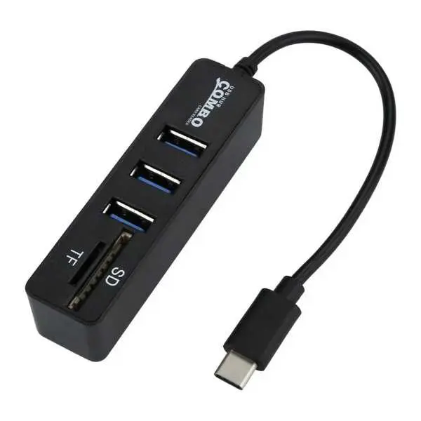 Type C HUB Card Reader 2 in 1 Type-C OTG USB 2.0 Hub Splitter Combo 3-Ports SD/TF Card Reader USB Hub Splitter l Multi USB