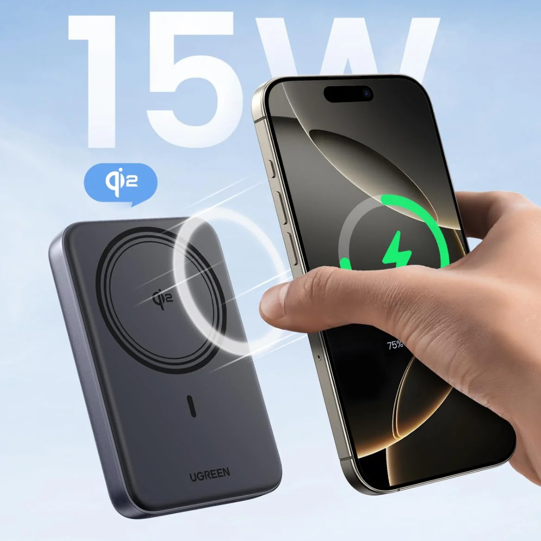 UGREEN 10000mAh Wireless Power Bank - Magnetic Charging - Image 4