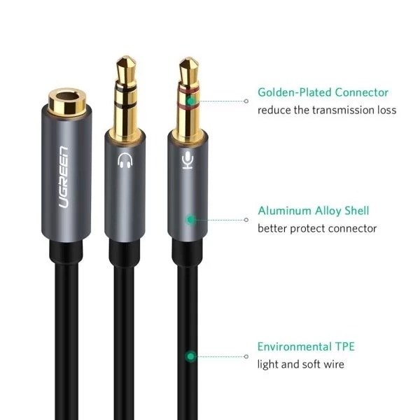 Ugreen 3.5Mm f/m To 2 Male Audio Cable - Image 2